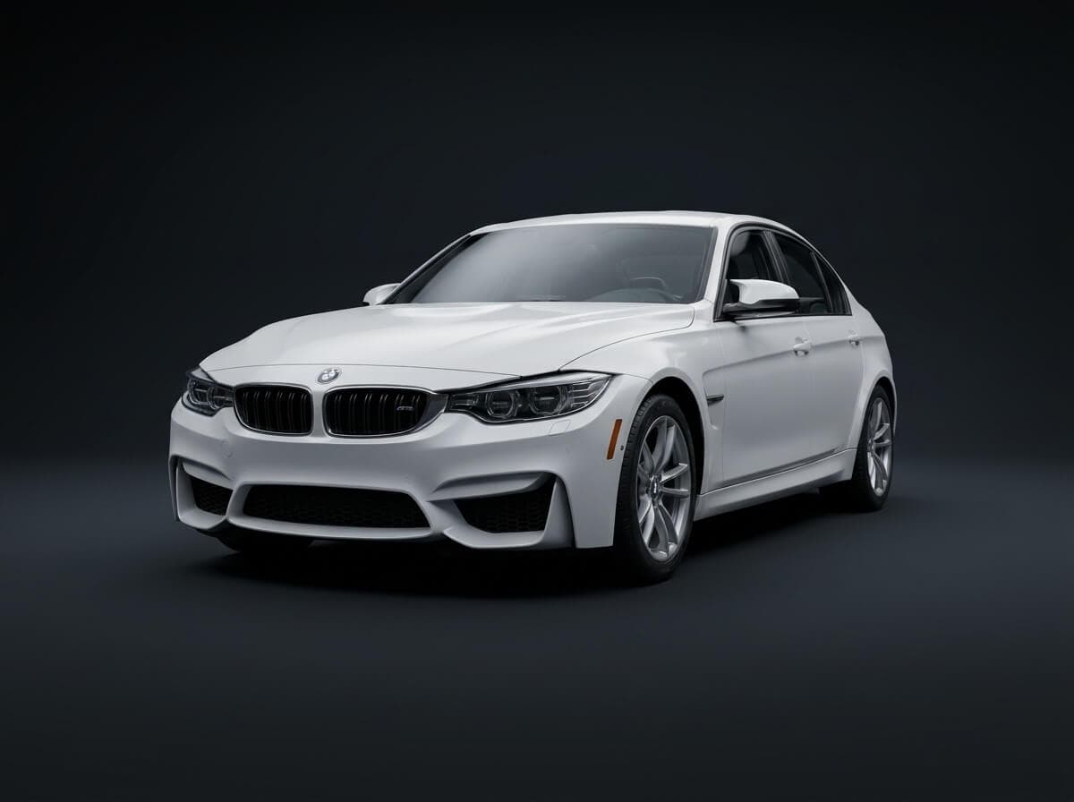 The same BMW M3 isolated against a clean studio backdrop, ready to be customized.